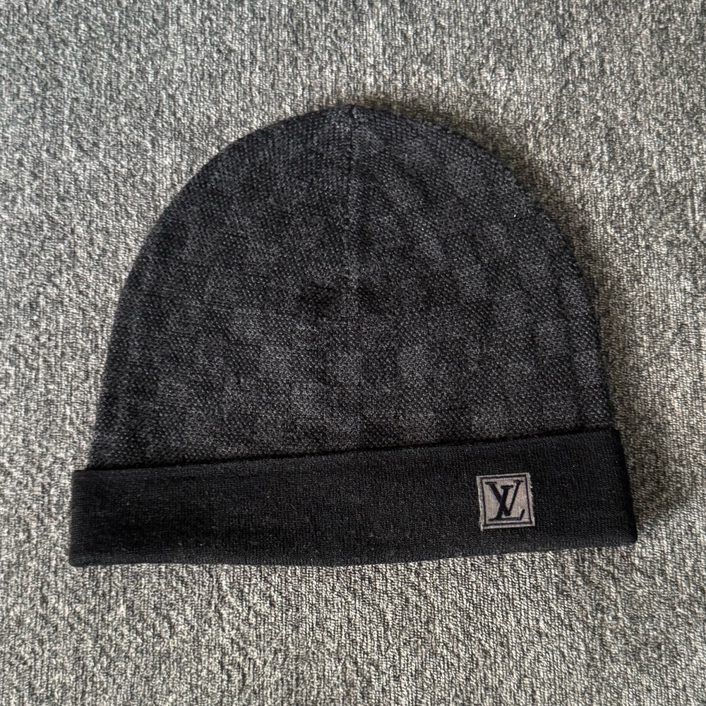 Louis Vuitton Black Checkered Beanie